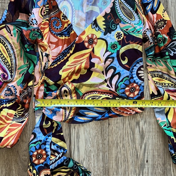 NEW! Zara Colorful Floral Long Sleeve Wrap Top - Picture 9 of 10